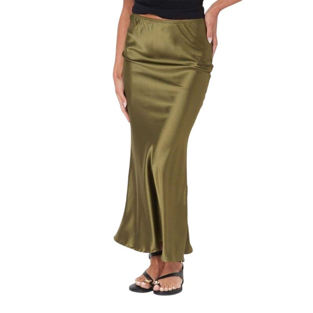 I Saw It First Womens/Ladies Satin Maxi Skirt / Khaki Green